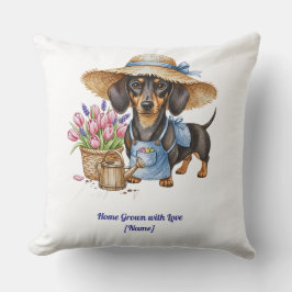 Cojín Decorativo Personalized Dachshund Garden Throw Pillow