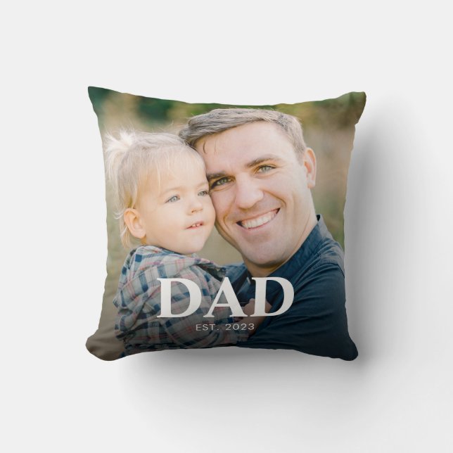 Cojín Decorativo Personalized Dad Established Fathers Day Photo (Anverso)