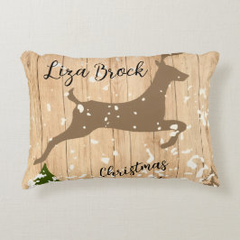 Cojín Decorativo Personalized doe Christmas bauble wooden backgroun