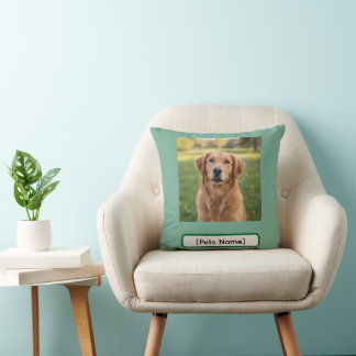 Cojín Decorativo Personalized Dog & Cat Photo and Name Throw Pillow