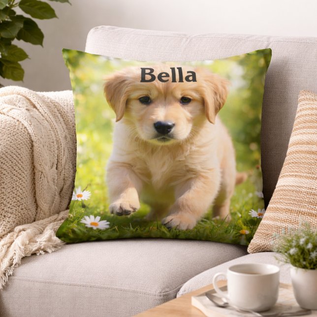 Cojín Decorativo Personalized Dog Photo Pillow With Custom Name (Subido por el creador)