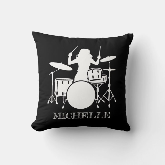 Cojín Decorativo Personalized Drummer Girl | Drums Drummer Gift (Anverso)