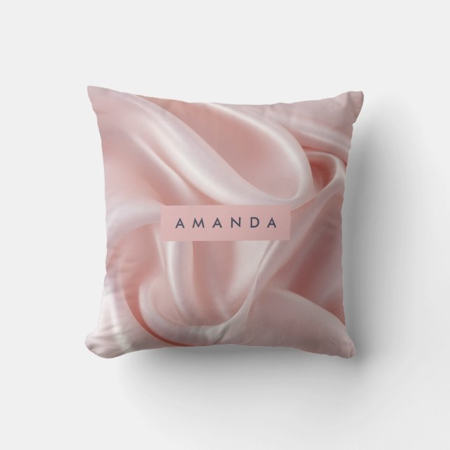 Cojín Decorativo Personalized Elegant Blush Pink Satin Design (Anverso)