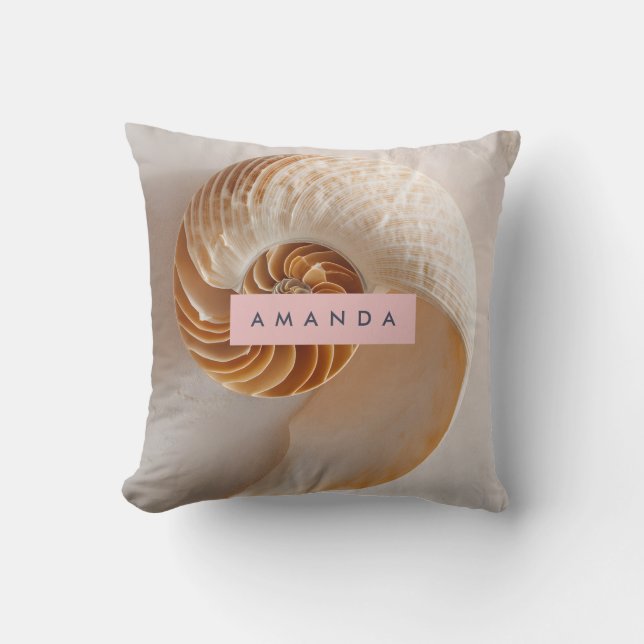 Cojín Decorativo Personalized Elegant Seashell Spiral Coastal (Anverso)