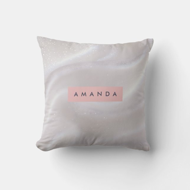 Cojín Decorativo Personalized Elegant Shimmer White Satin (Anverso)