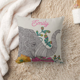 Cojín Decorativo Personalized Elephant Name Throw Pillow