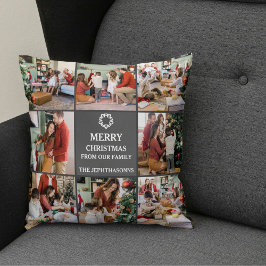 Cojín Decorativo Personalized Family Merry Christmas Photo Collage