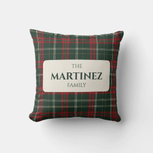 Cojín Decorativo Personalized Family Name Christmas Tartan Throw Pi