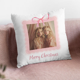 Cojín Decorativo Personalized Family Photo Merry Christmas Pillow