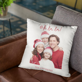 Cojín Decorativo Personalized Family Photo & Name Christmas Pillow