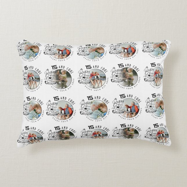 Cojín Decorativo Personalized Grandson Birthday Photo Gifts (Anverso)