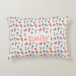 Cojín Decorativo Personalized Hand-Drawn Folk Art Floral 