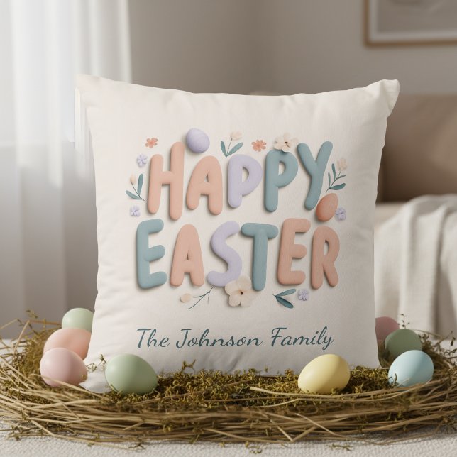 Cojín Decorativo Personalized Happy Easter Family Pillow (Subido por el creador)