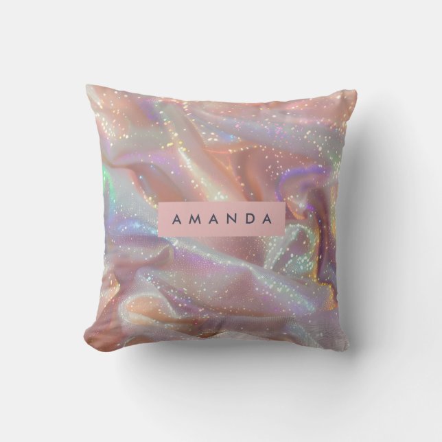 Cojín Decorativo Personalized Iridescent Pastel Sparkle Satin (Anverso)