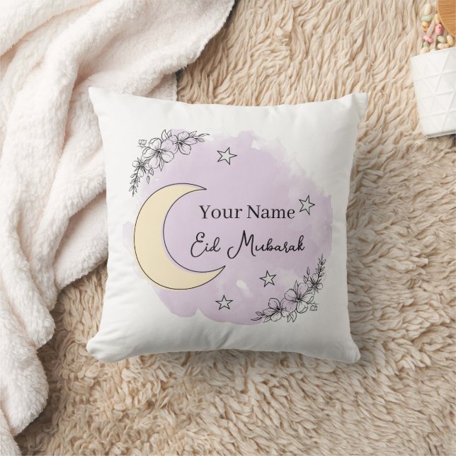 Cojín Decorativo Personalized Lavender Eid Mubarak Throw Pillow (Manta)