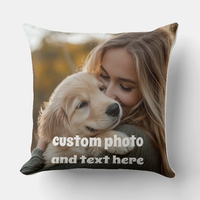 Cojín Decorativo "Personalized Memorial Pillow Girl Hugging Dog" (Anverso)