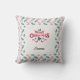 Cojín Decorativo Personalized Merry Christmas Name Holiday Pillow