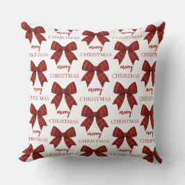 Cojín Decorativo Personalized Merry Christmas | Red Plaid Bow