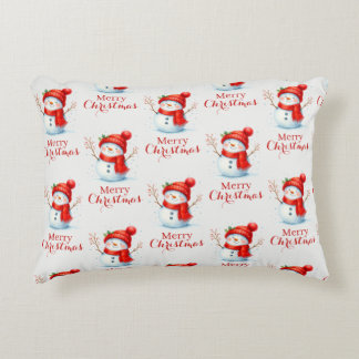 Cojín Decorativo Personalized Merry Christmas Snowman Custom Year 