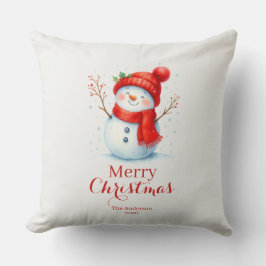 Cojín Decorativo Personalized Merry Christmas Snowman Custom Year 