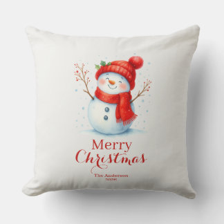 Cojín Decorativo Personalized Merry Christmas Snowman Custom Year 
