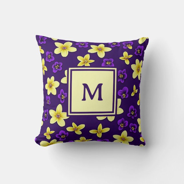 Cojín Decorativo Personalized Monogram – Elegant Modern Floral  (Anverso)