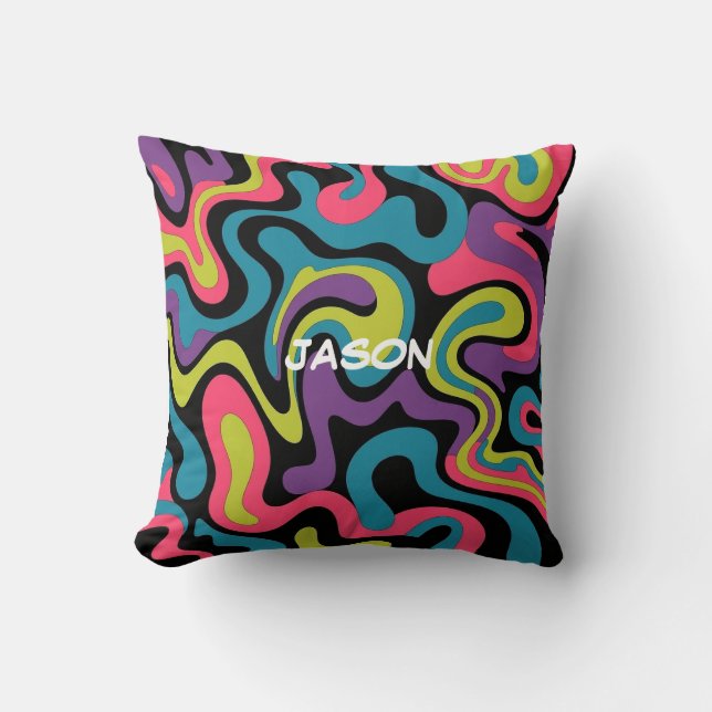 Cojín Decorativo Personalized Neon Abstract Pattern — Retro Design (Anverso)