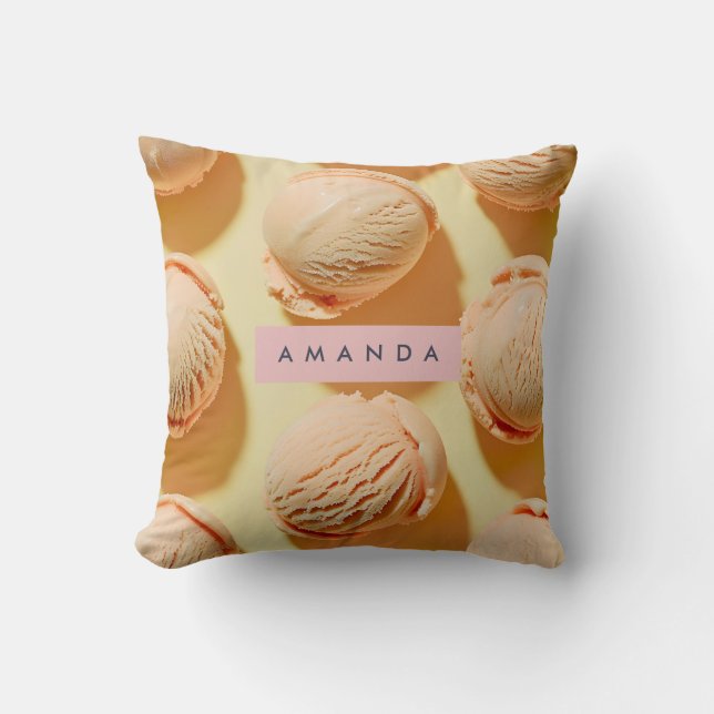 Cojín Decorativo Personalized Peach Ice Cream Scoop  (Anverso)
