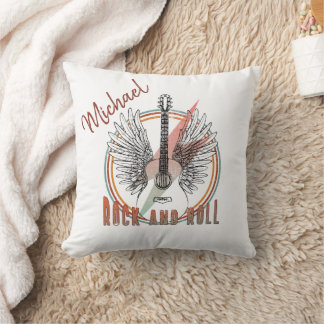 Cojín Decorativo Personalized pillow Rock and Roll, guitare et aile