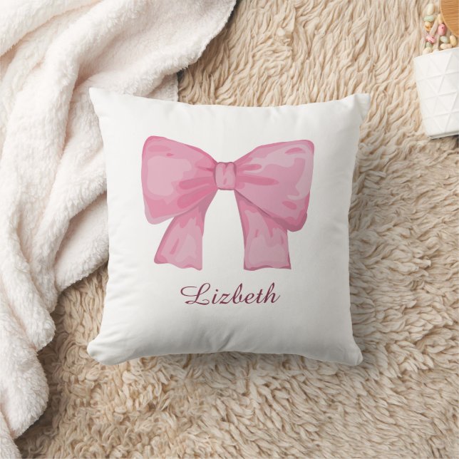 Cojín Decorativo Personalized Pink Coquette Bow Luxury Throw Pillow (Manta)
