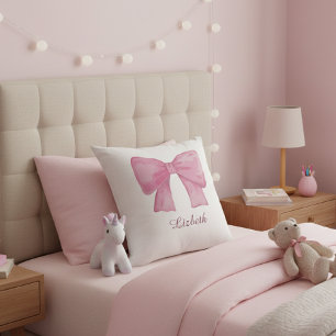 Cojín Decorativo Personalized Pink Coquette Bow Luxury Throw Pillow