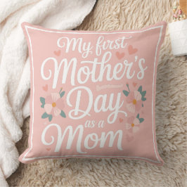 Cojín Decorativo Personalized Pink Floral First Mother's Day 