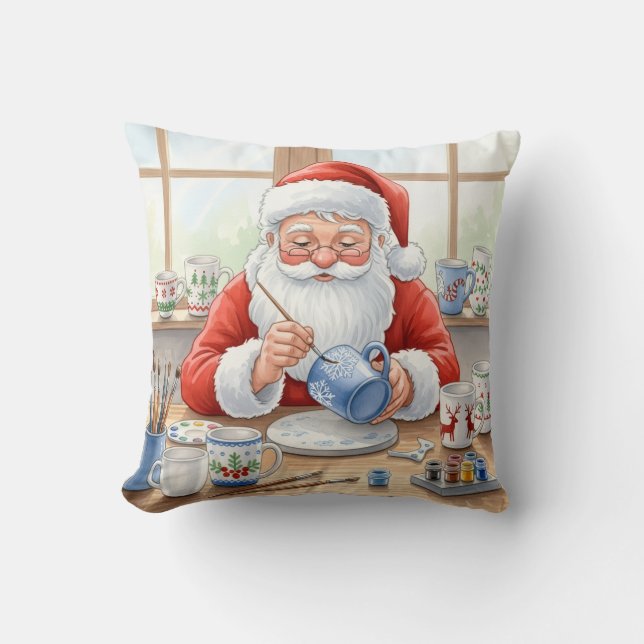 Cojín Decorativo  Personalized Pottery Painting Santa Claus  (Anverso)