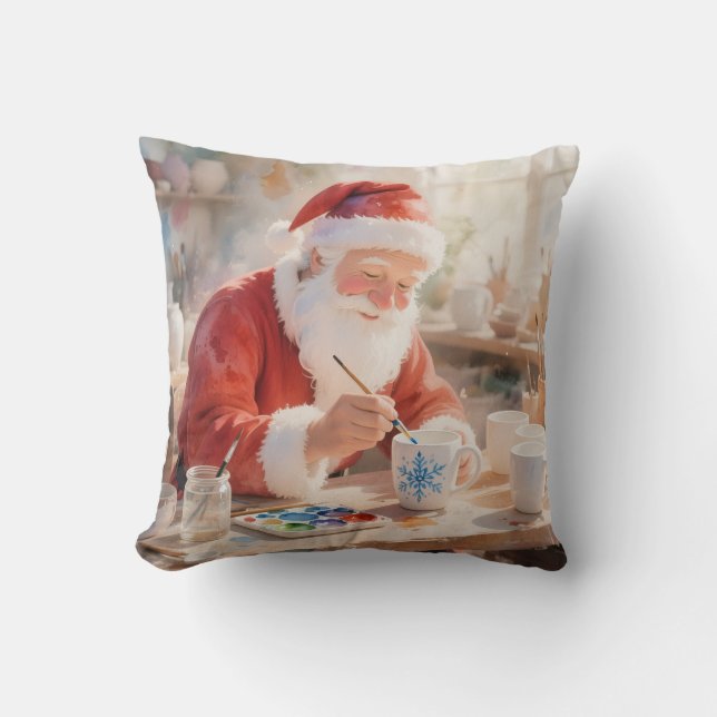 Cojín Decorativo  Personalized Pottery Painting Santa Claus  (Anverso)