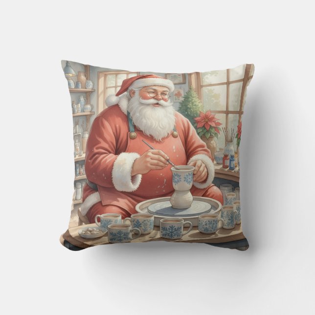 Cojín Decorativo  Personalized Pottery Painting Santa Claus  (Anverso)