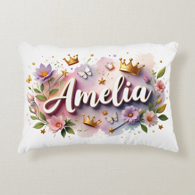 Cojín Decorativo Personalized  Princess Floral Name  (Anverso)