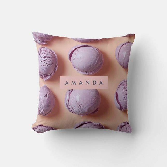 Cojín Decorativo Personalized Purple Ice Cream Scoop  (Anverso)