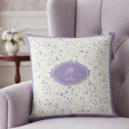 Cojín Decorativo Personalized Purple Wildflower Monogram