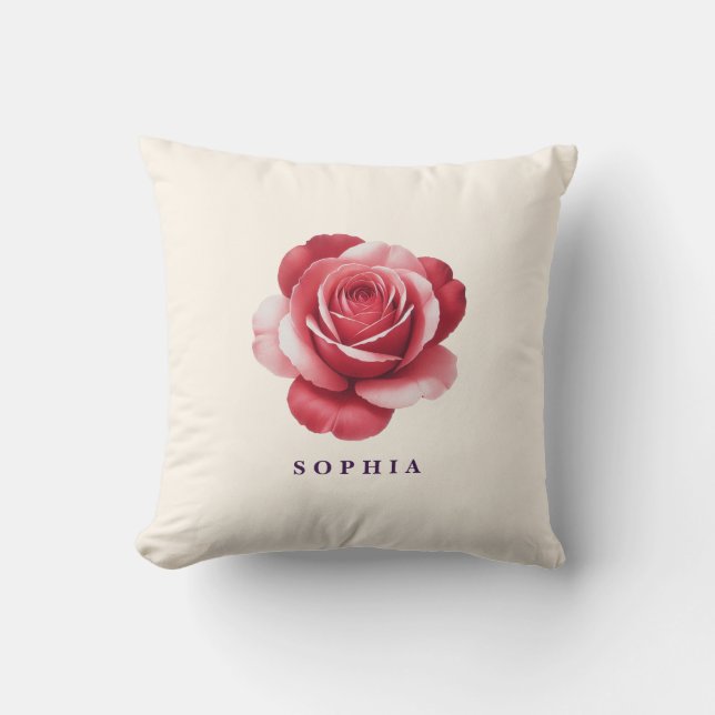 Cojín Decorativo Personalized Red Rose Throw Pillow Elegant (Anverso)