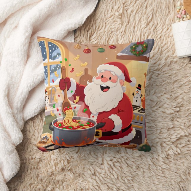 Cojín Decorativo Personalized Santa Chef Pasta Night Throw Pillow (Manta)