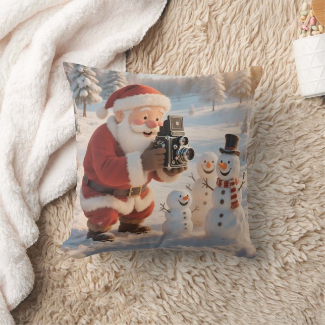 Cojín Decorativo Personalized Santa Photographer & Snowman Selfie  (Manta)