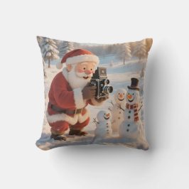 Cojín Decorativo Personalized Santa Photographer & Snowman Selfie 