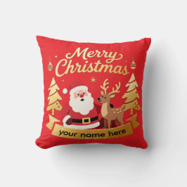 Cojín Decorativo Personalized Santa Reindeer Christmas Pillow