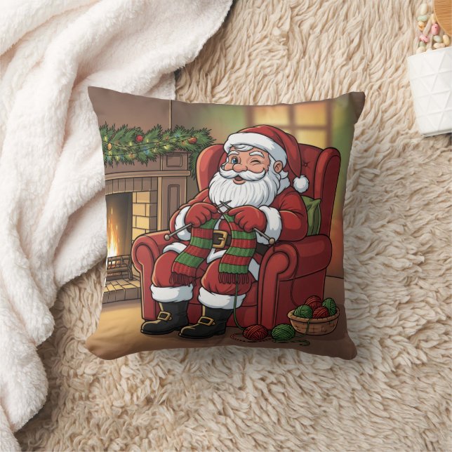 Cojín Decorativo Personalized "Santa's Cozy Knitting Nook" (Manta)