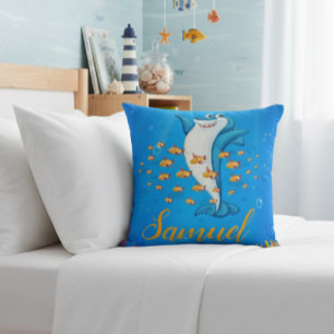 Cojín Decorativo Personalized Shark Theme Throw Pillow