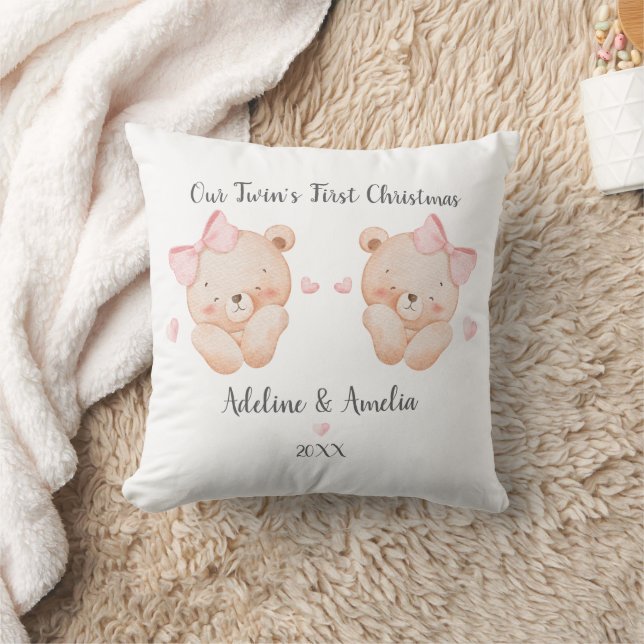 Cojín Decorativo Personalized Twin Girls First Christmas Pillow (Manta)