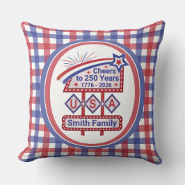 Cojín Decorativo Personalized USA 250–Patriotic Retro Marquee
