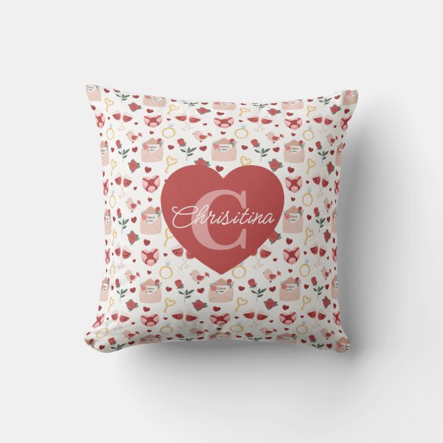 Cojín Decorativo Personalized Valentine`s Day Throw Pillow (Anverso)