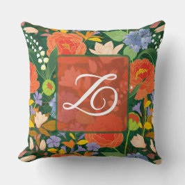 Cojín Decorativo Personalized vibrant Jungle Floral Monogram 