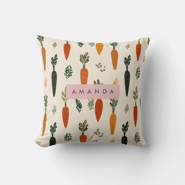 Cojín Decorativo Personalized Whimsical Carrot Patch Rustic (Anverso)